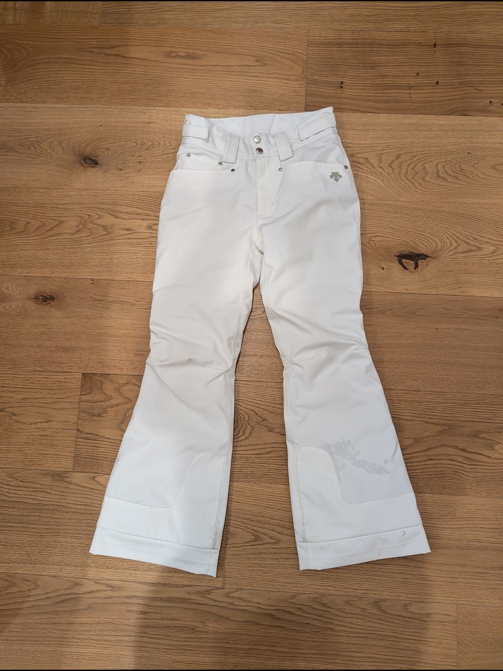 White Descente warm insulted fleece lined girls snow pants Size 10 Kids